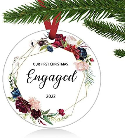 ZUNON First Christmas Engaged Ornaments 2022 Wedding Gifts Couple Married Wedding Decoration 3" Orna | Amazon (US)