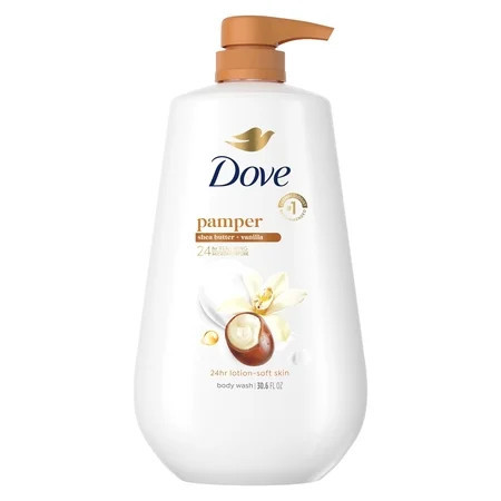 Dove Body Wash With Pump For 24hr Lotion-Soft Skin Pamper Shea Butter & Vanilla Moisturizing Skin Cleanser With No Sulfates No Parabens ,30.6 fl oz | Walmart (US)