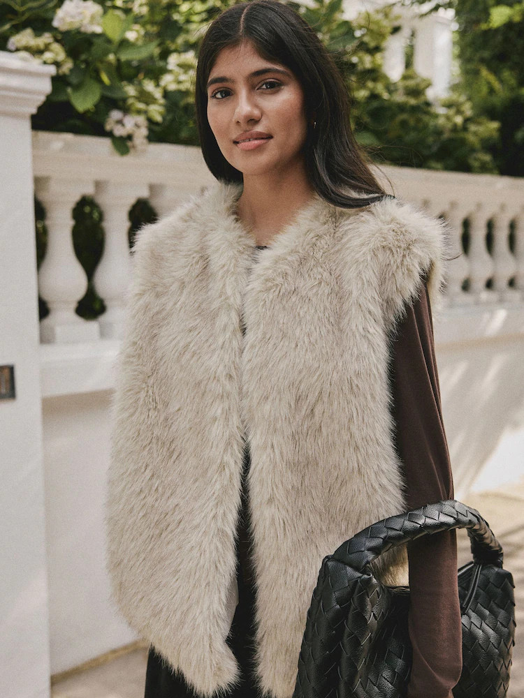 Crème - Gilet van imitatiebont | Next EU