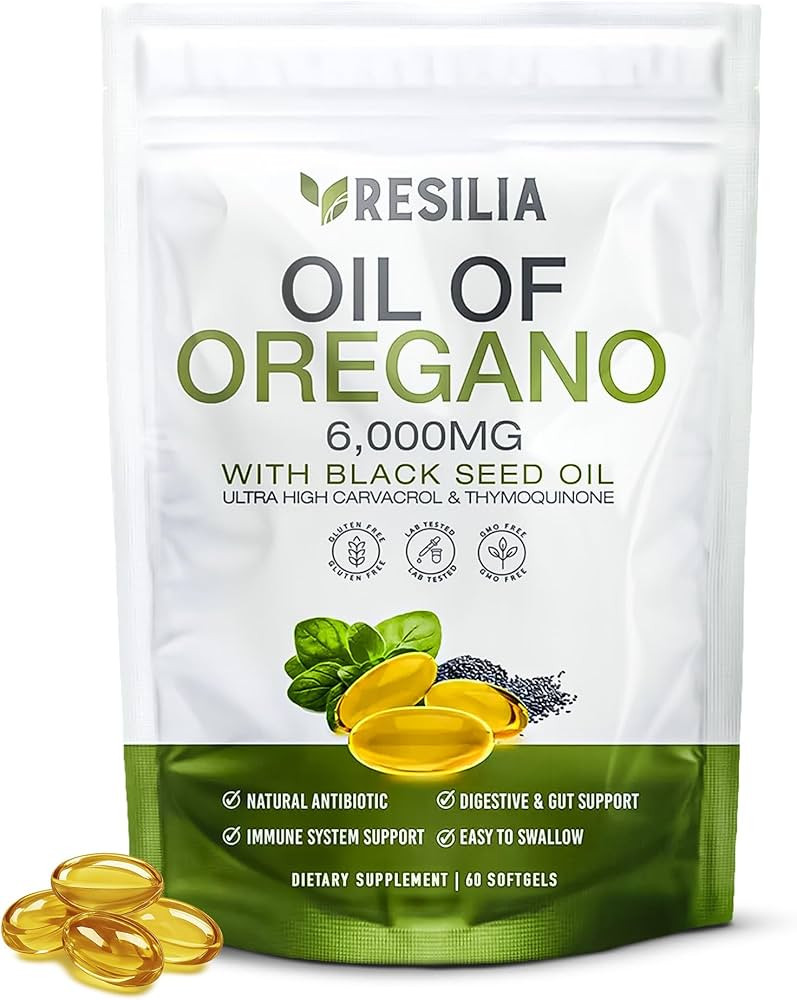 Resilia Softgels with Black Seed Oil 6000mg – Organic Oregano Oil Capsules for Immune & Digesti... | Amazon (US)