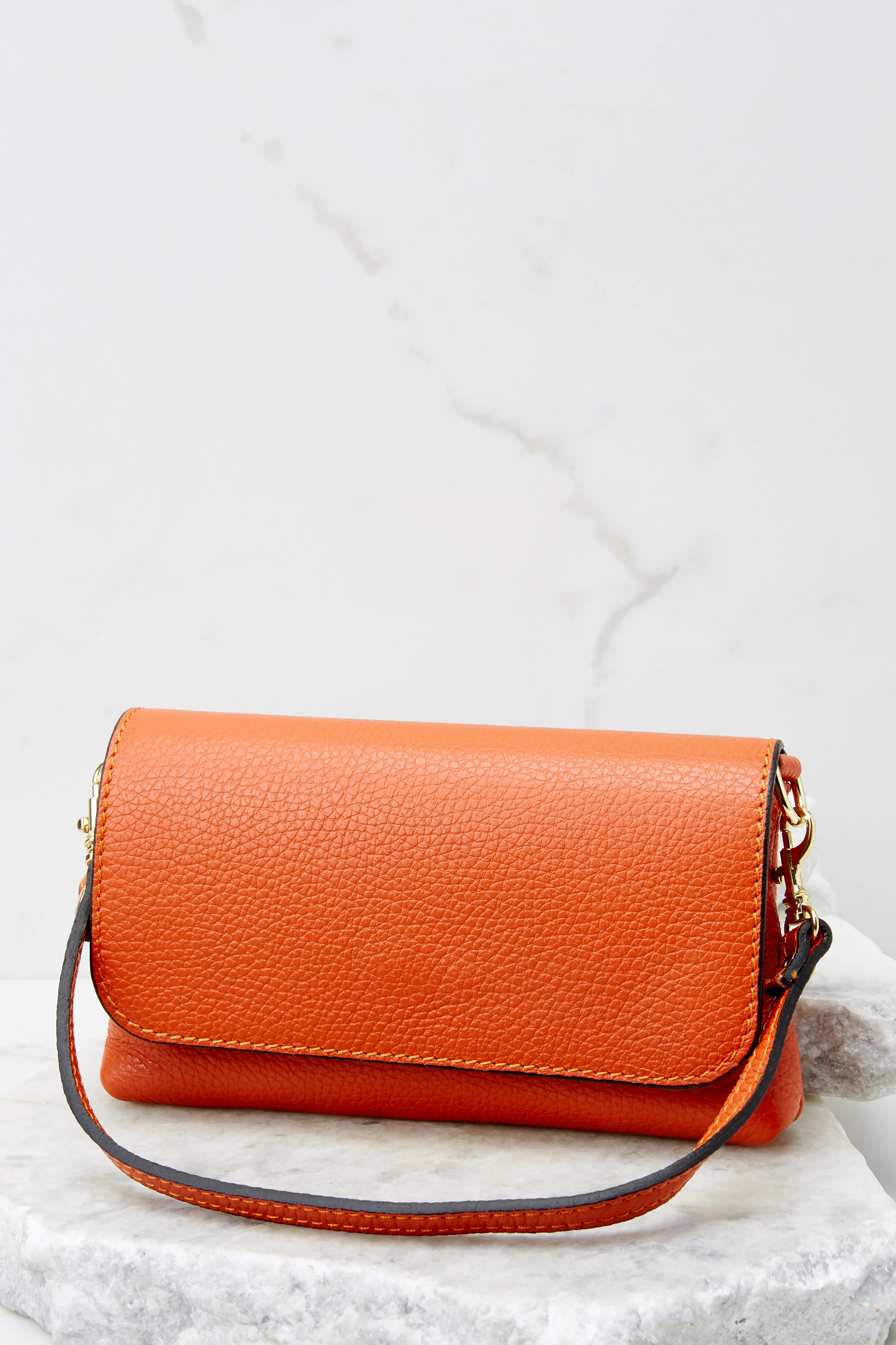 Little Lady Orange Leather Bag | Red Dress 