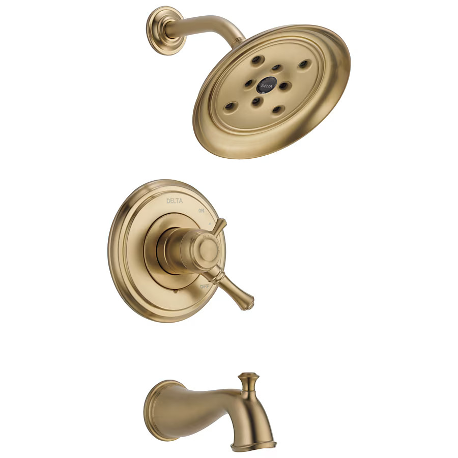 Delta Cassidy Champagne Bronze 2-handle Single function 7.875-Inches Round Bathtub and shower Fau... | Lowe's