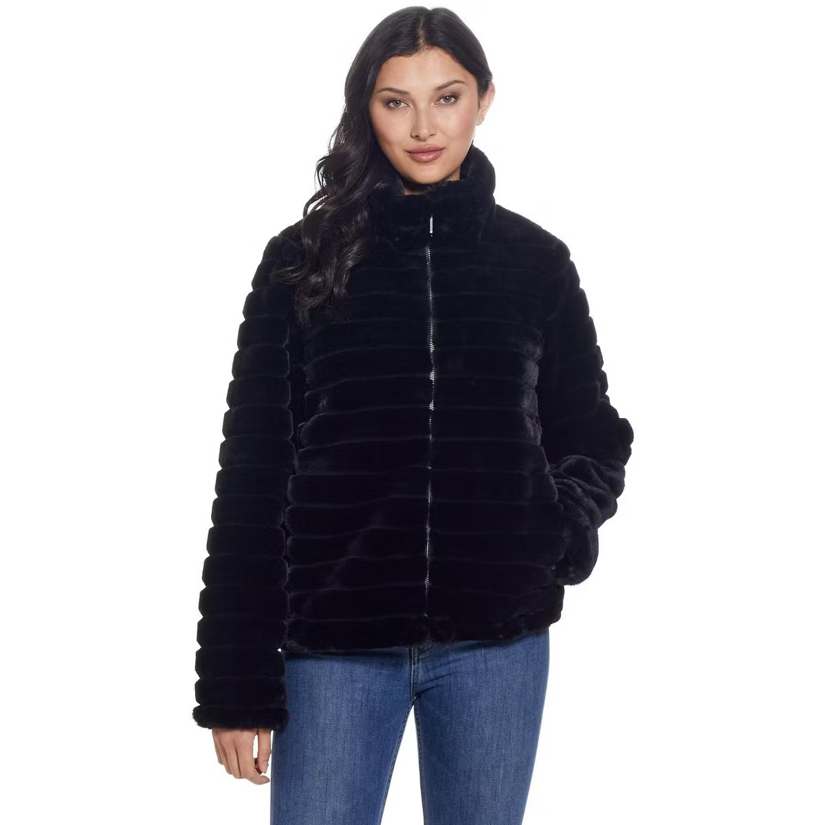 Weatherproof Women's Grooved Faux Fur Jacket | Target
