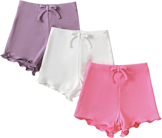 SOBOWO Toddler Girl Shorts Ribbed 3 Pack Baby Girls Solid Soft Elastic Waist Casual Playing Short... | Amazon (US)