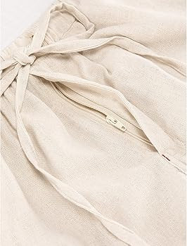 Men's Drawstring Loose Linen Beach Pants Lightweight Elastic Waist Yoga Lounge Cotton Trousers Pa... | Amazon (US)