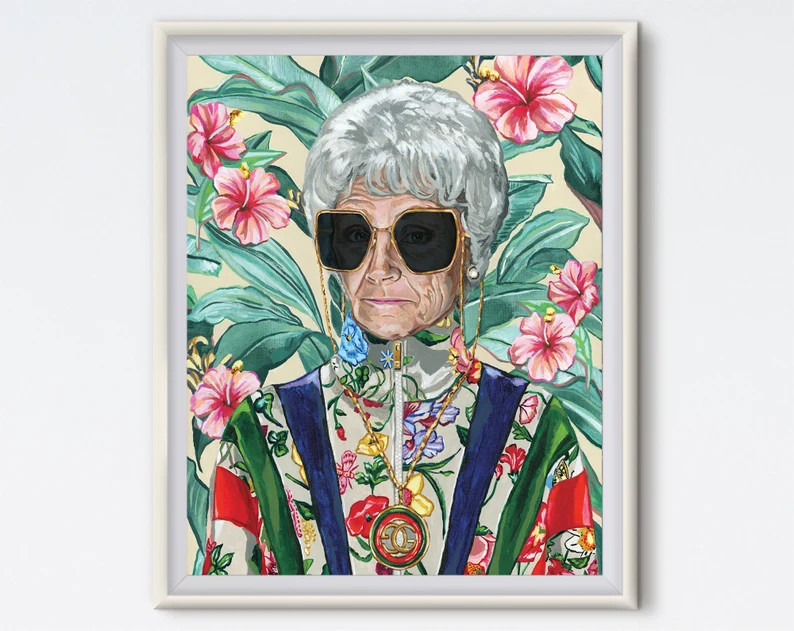 Sophia With Sunglasses Sophia Petrillo Acrylic Painting Estelle Getty Art Print Golden Girls Trop... | Etsy (US)
