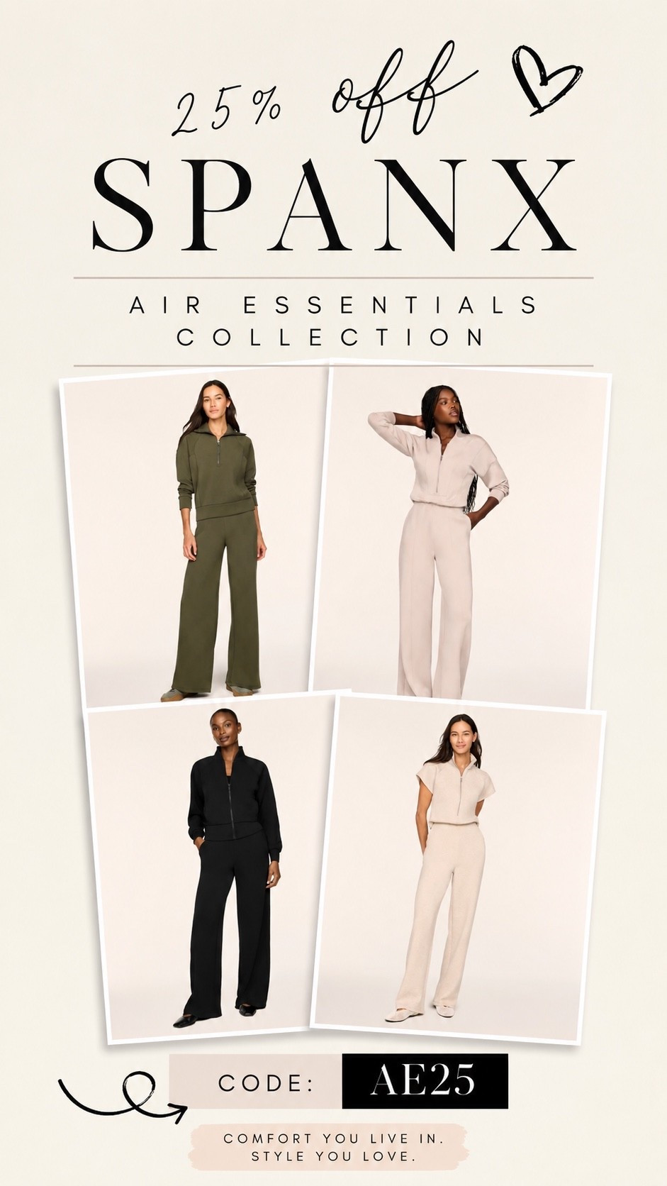 Use code AE25 for 25% off the @Spanx air essentials collection!

#LTKSaleAlert #LTKCon #LTKootd