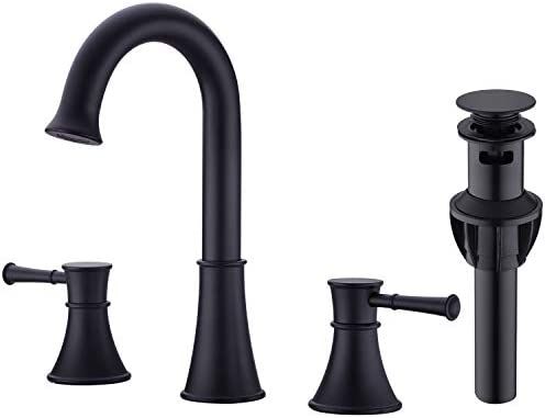 Matte Black 2 Handle Bathroom Faucet 8 Inch 3 Holes Widespread Vanity Sink Mixer Lavatory Basin Fauc | Amazon (US)
