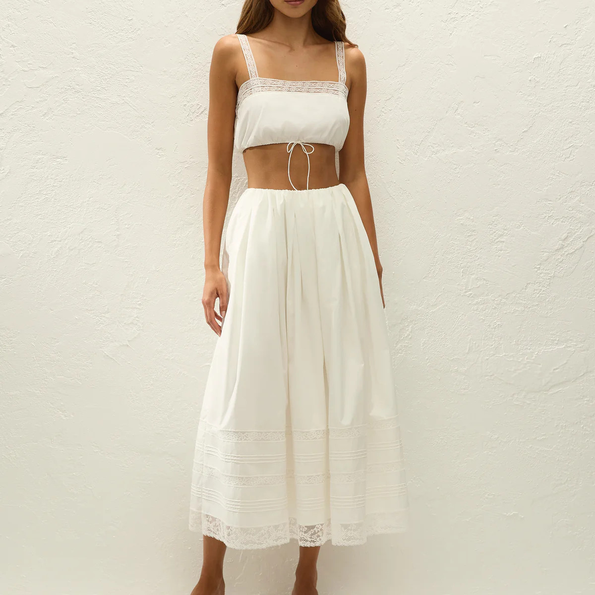 Lyon Midi Skirt Ixora Lace White | Faithfull (AU)