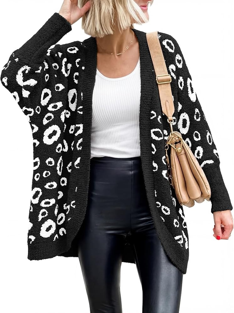 BTFBM Leopard Cardigan for Women Knit Fall Fashion Clothes | Amazon (US)