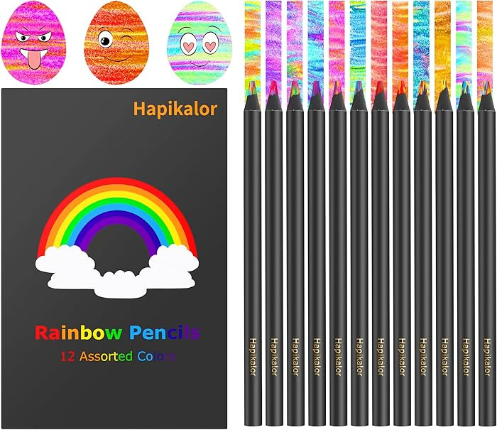 Hapikalor Easter Basket Stuffers for Teens, Art Supplies, 12 Rainbow Colored Pencils, Easter Gift... | Amazon (US)