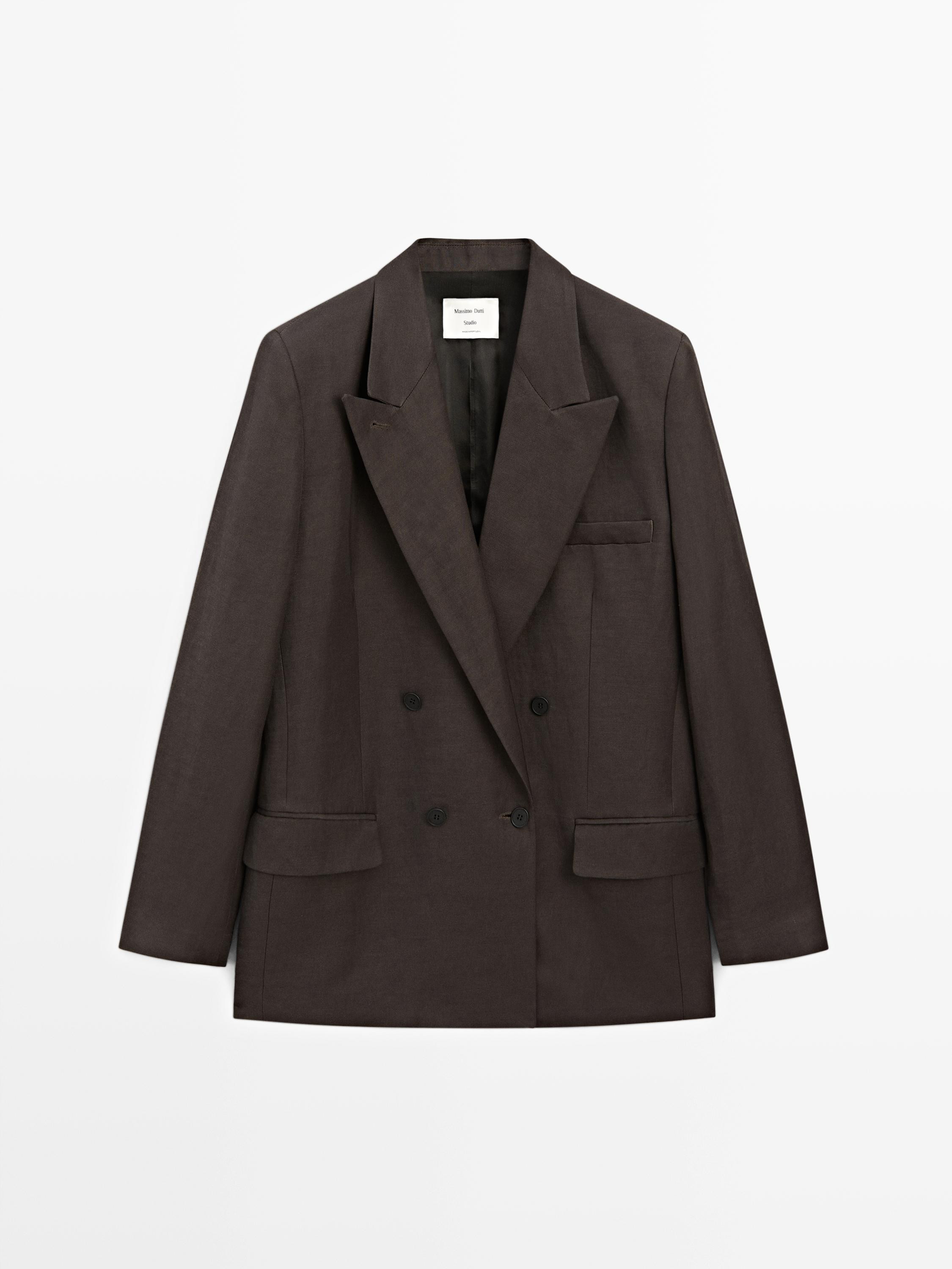 VIEW LOOK
Double-breasted linen blend blazer - STUDIO

 $420  Colour  Brown  Add to basket  Selec... | Massimo Dutti US