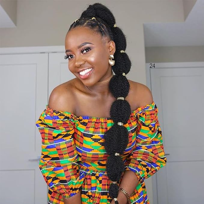 28 Inch Kinky Afro Bubble Ponytail Extension for Black Women Long Drawstring Ponytail Natural Bla... | Amazon (US)