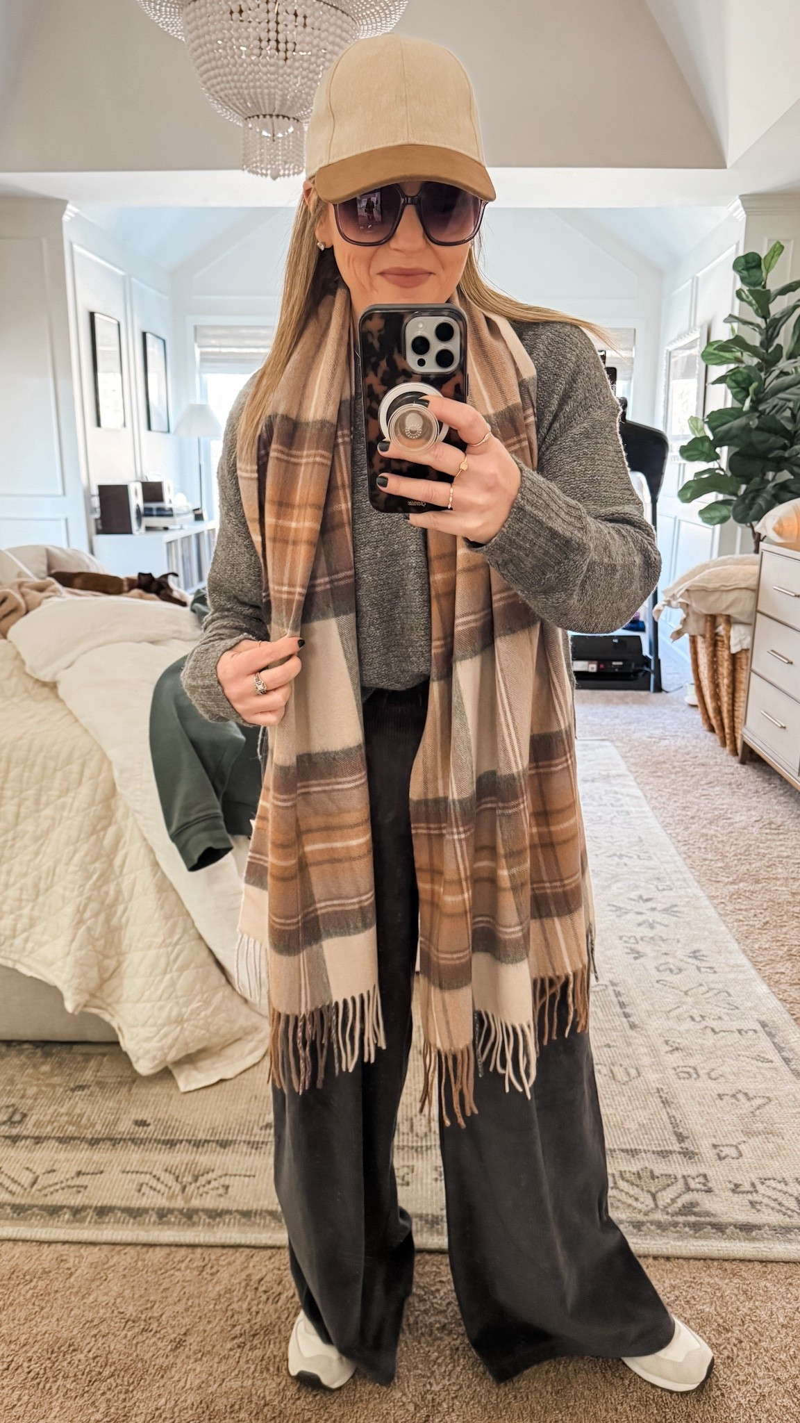 These velour pull on wide leg trousers feel like pajamas! Truly a gift and on sale! Sweater also on sale and the price in the cashmere scarf can’t be beat. 10/10 quality and value. 5’3” and wearing an XS in the sweater and S in the pants. 

#LTKSaleAlert #LTKSeasonal #LTKOver40