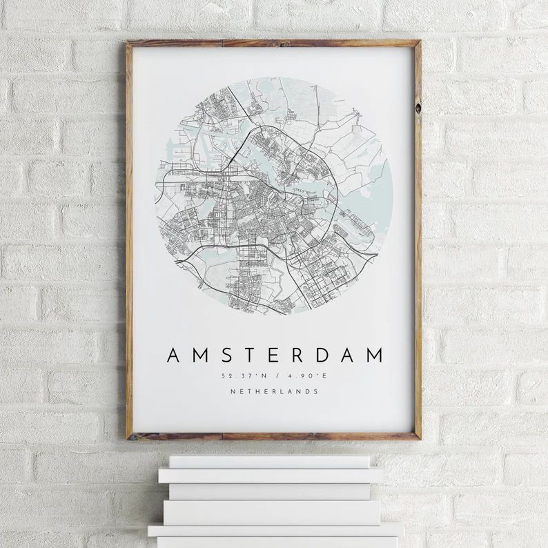 Amsterdam Map, Minimalist Map, Amsterdam Print, Amsterdam Poster, Amsterdam Art, Modern Map Print... | Etsy (US)