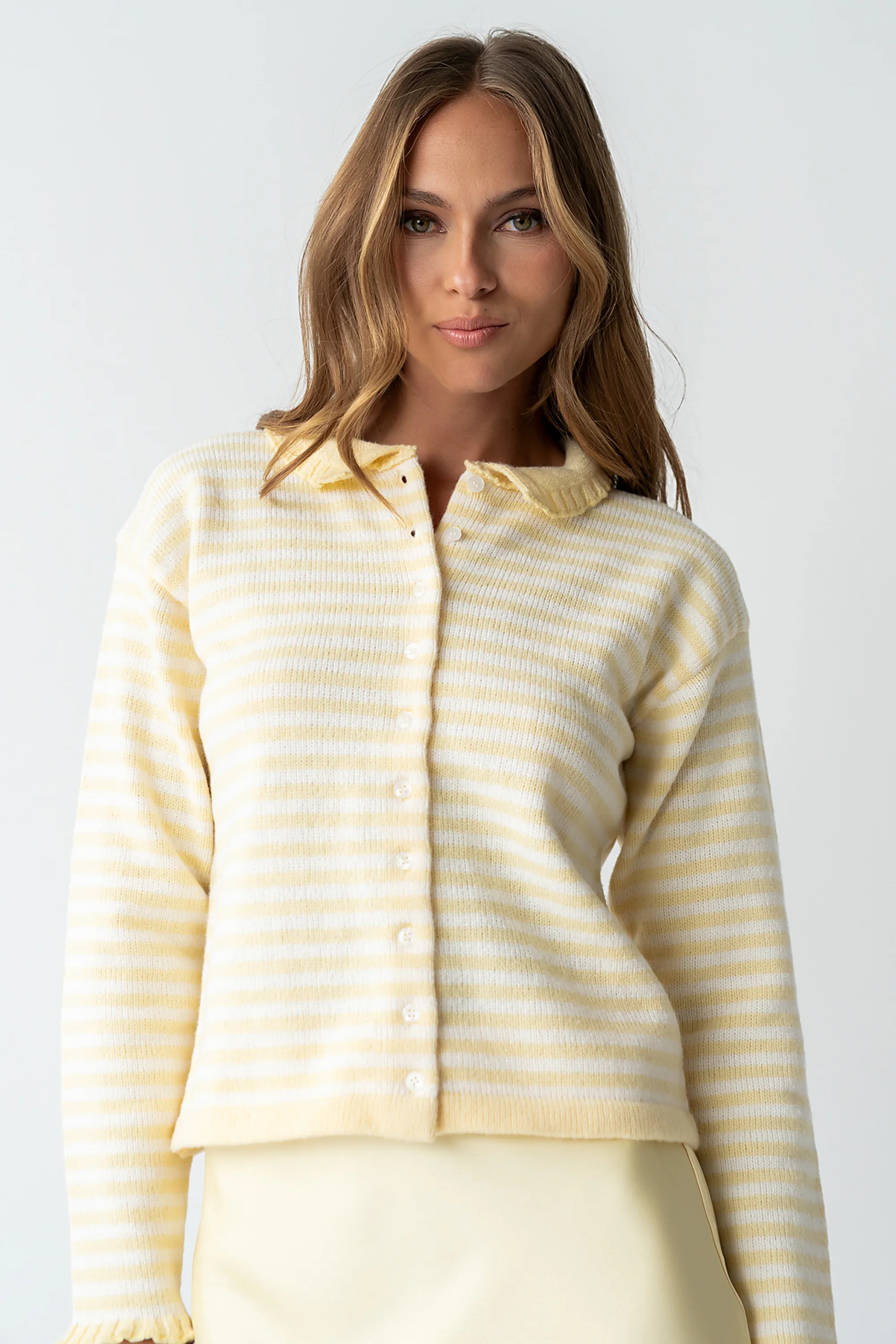Brenna Striped Cardigan in Yellow | Böhme US