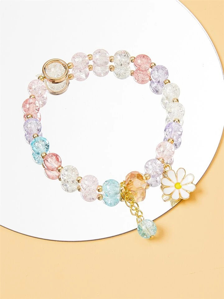 Flower Charm Beaded Bracelet | SHEIN