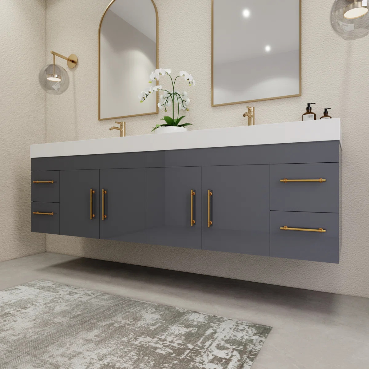 84'' Double Bathroom Vanity with Acrylic Top | Wayfair North America