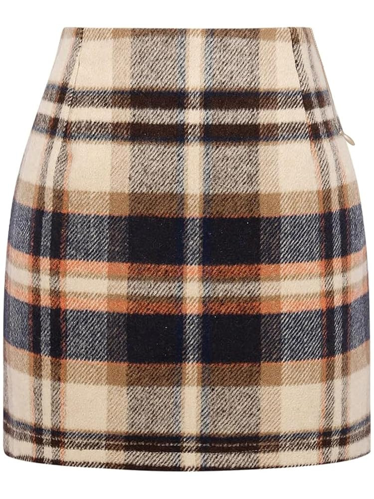 Womens Plaid Skirt 2025 Fall Dress Winter High Waisted Mini Wool Bodycon Pencil A line Dresses Ou... | Amazon (US)