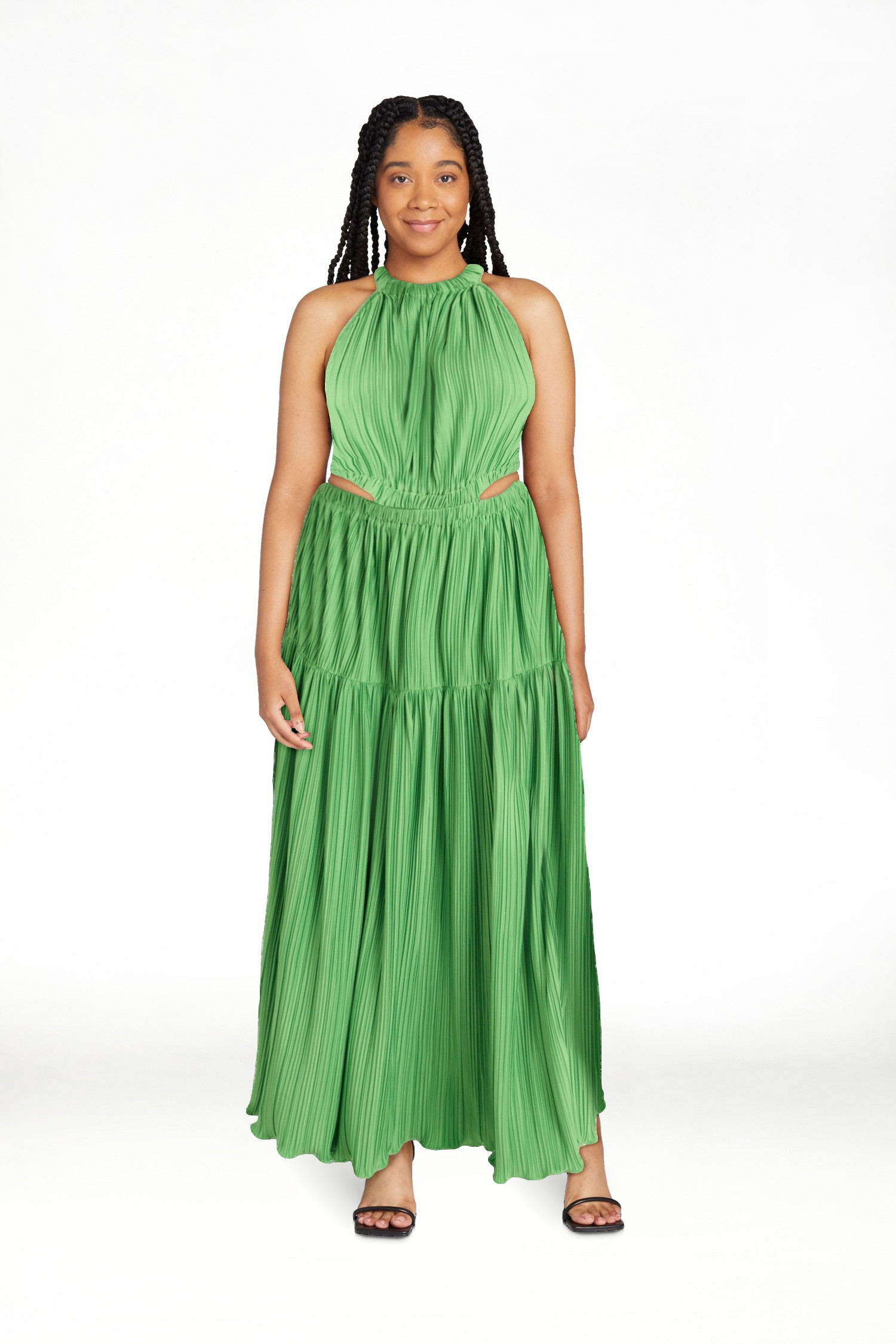 Scoop Women’s Plisse Halter Maxi Dress with Cutouts, Sizes XS-XXL | Walmart (US)