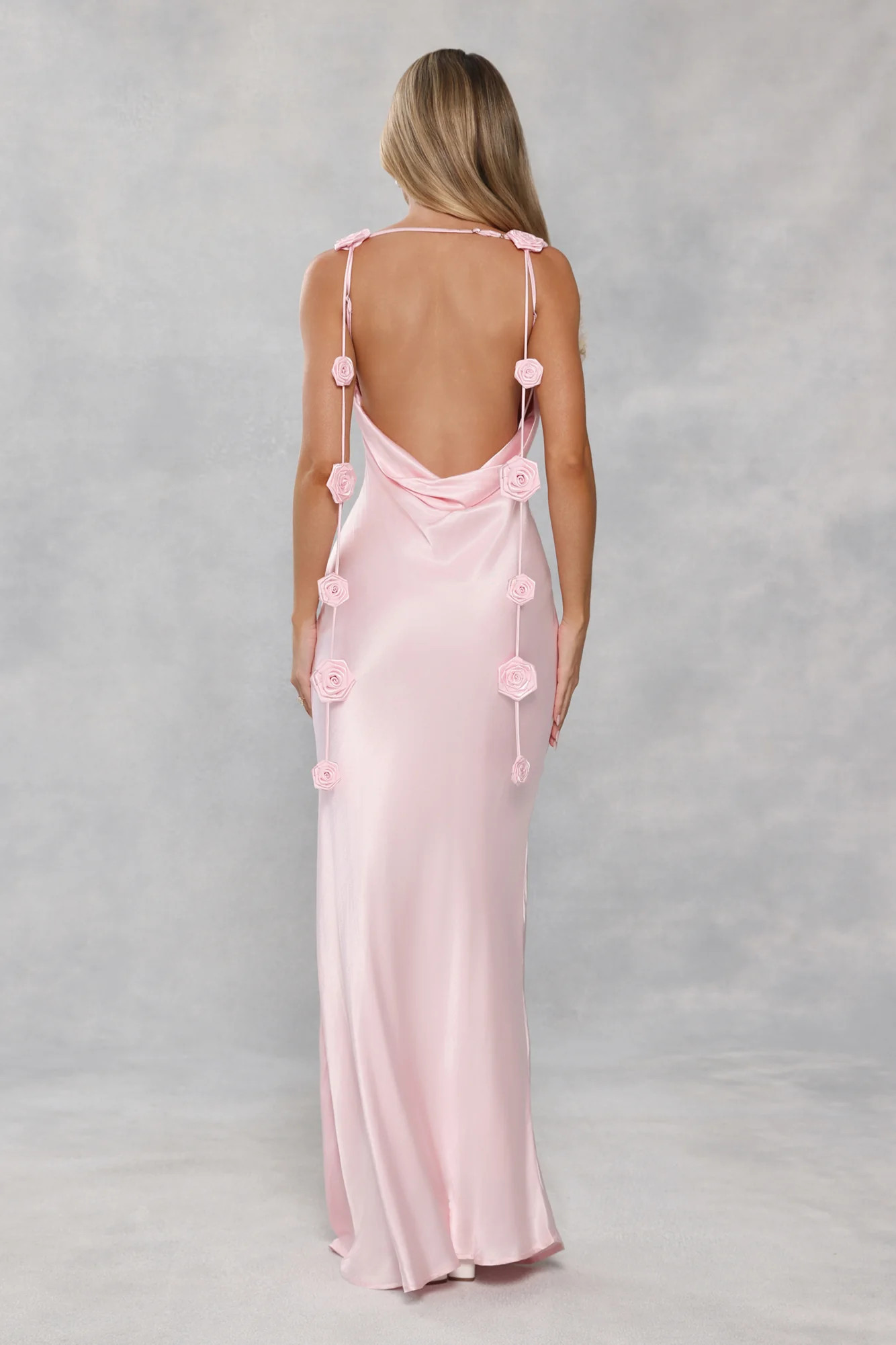 The Flora Satin Maxi Dress Light Pink | Hello Molly (US)