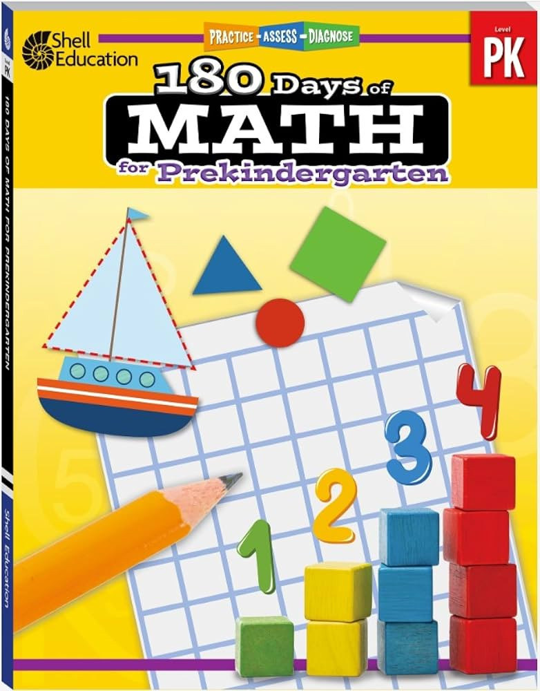 180 Days™: Mathematics for Pre-Kindergarten Practice Workbook for Classroom and Home, Cool and ... | Amazon (US)
