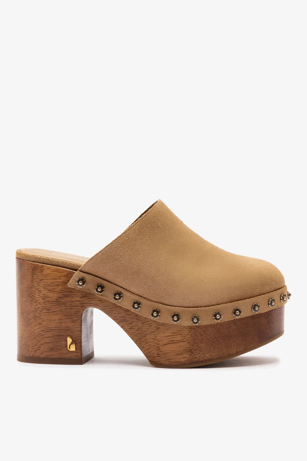 Miso Wooden Platform Clog In Peanut Suede | Larroude