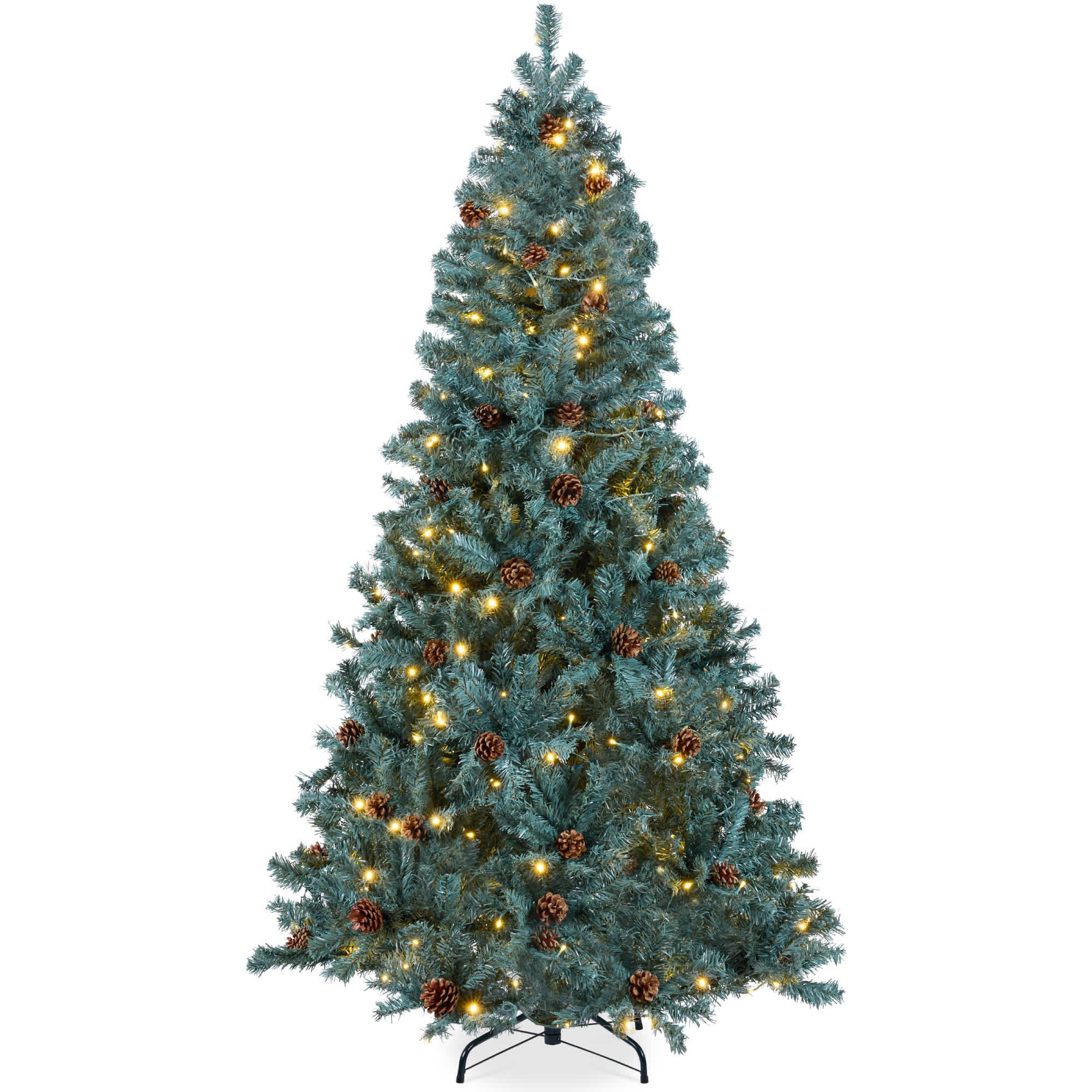 Best Choice Products 9ft Pre-Lit Pre-Decorated Holiday Christmas Pine Tree w/ 2028 Tips 850 Lights Base Blue Spruce | SKY10411 | Lowe's