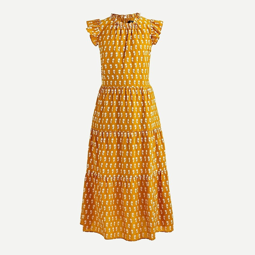 Tiered cotton voile dress in floating sunflowers | J. Crew US