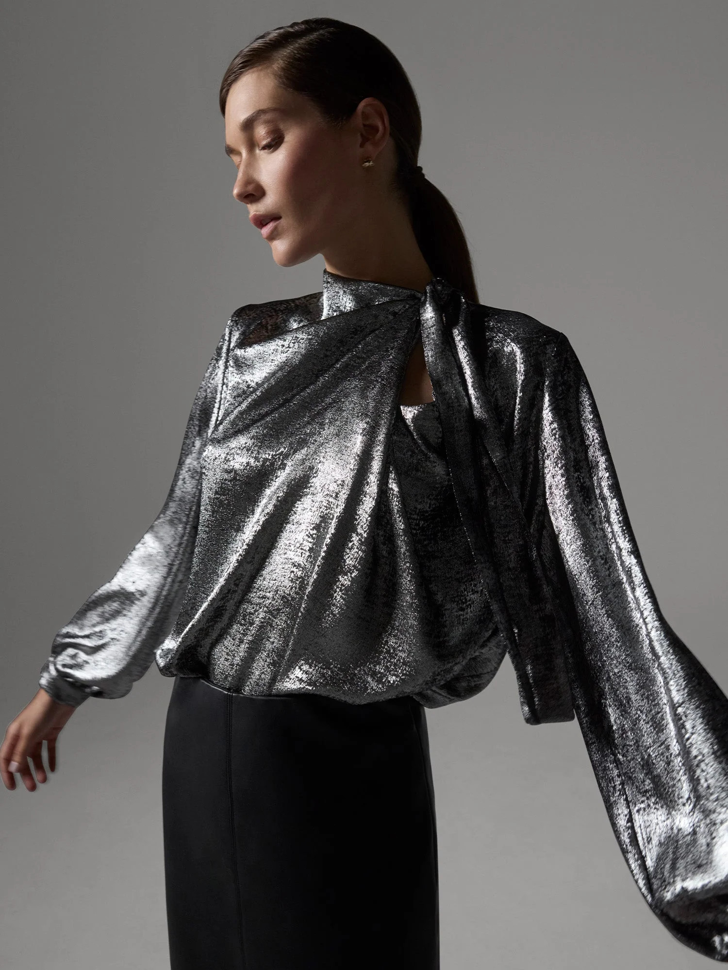 Women's Arlo Blouse in Obsidian Metallic | Brochu Walker | Brochu Walker