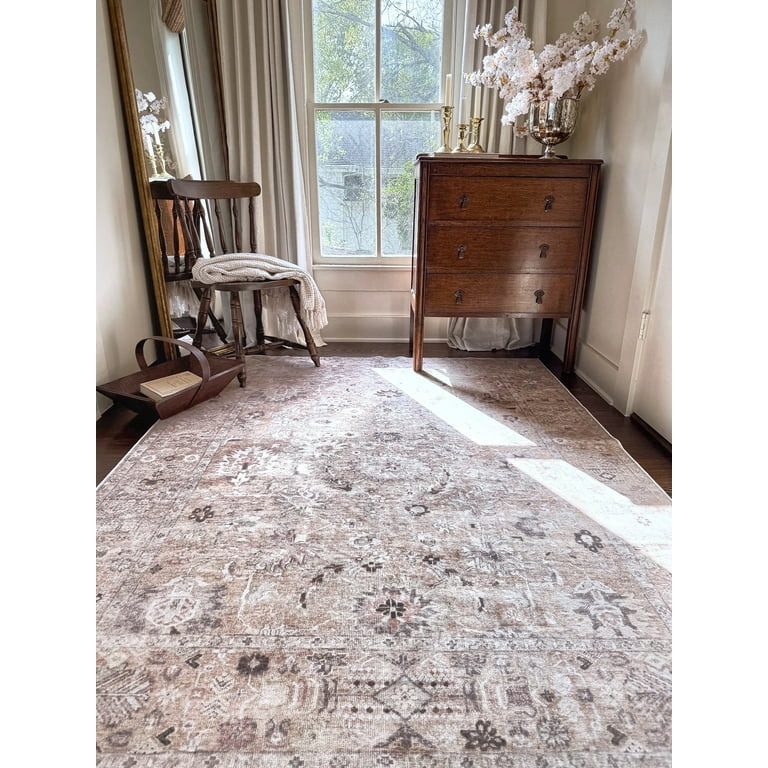 My Texas House Washable Everly Cream Washable Area Rug - Walmart.com | Walmart (US)