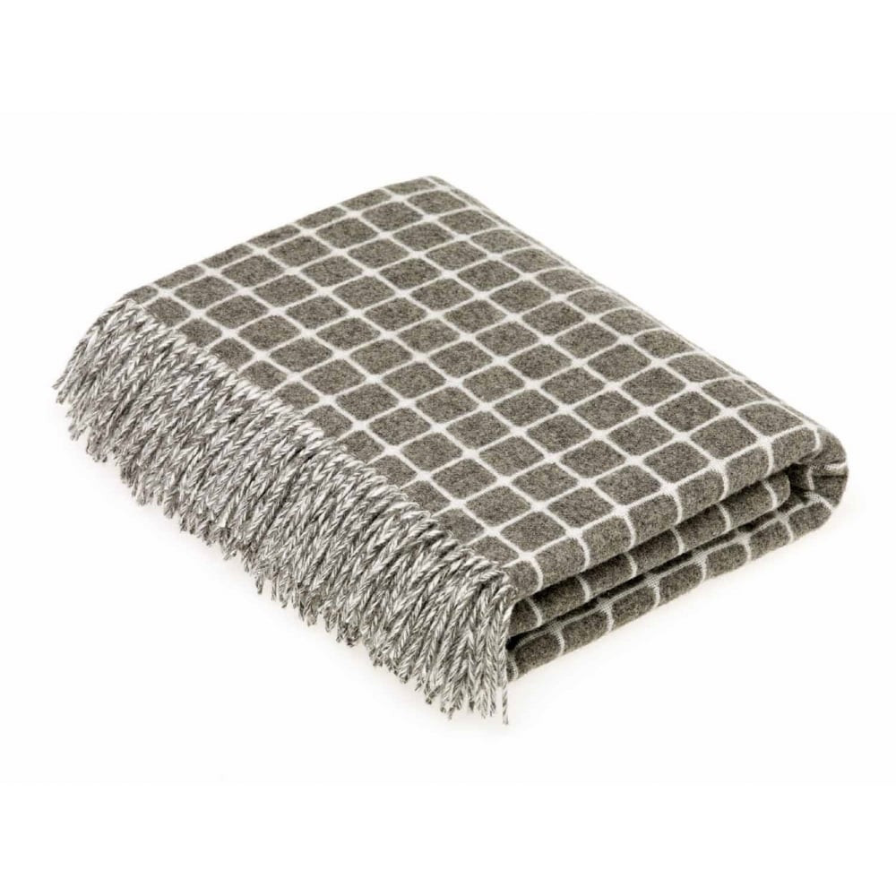 Bronte by Moon Slate Athens Check Luxury Merino Lambswool Throw 140cm x 185cm - Trouva | Trouva (Global)