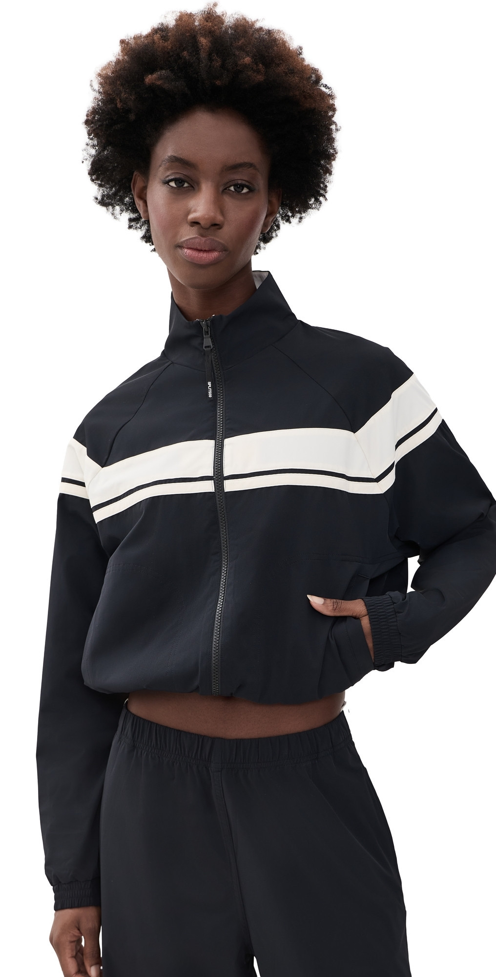 Splits59 Morrison Nylon Twill Track Jacket Black/Creme M | Shopbop