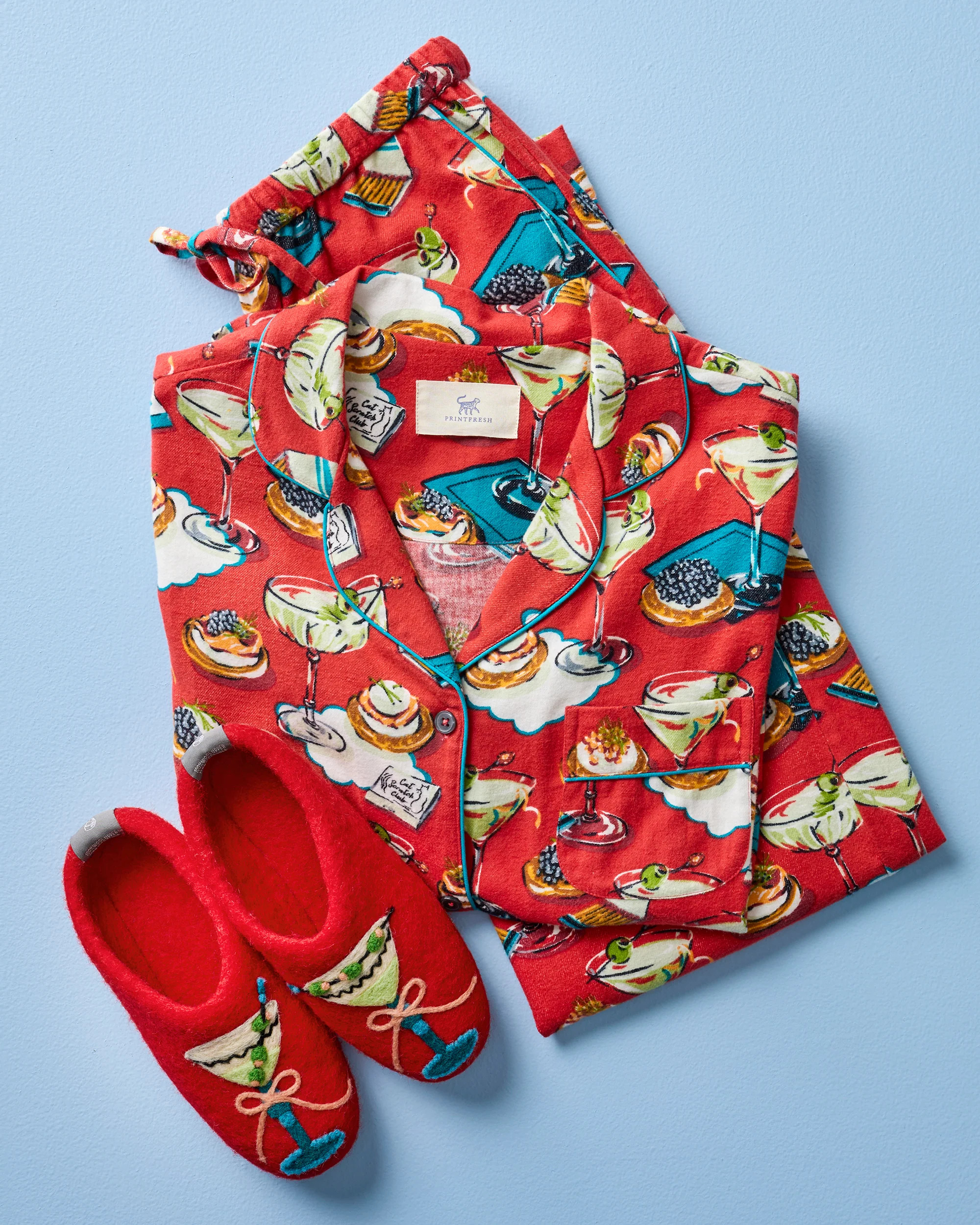 Blinis & Martinis - French Knot X PF Slipper - Red | Printfresh