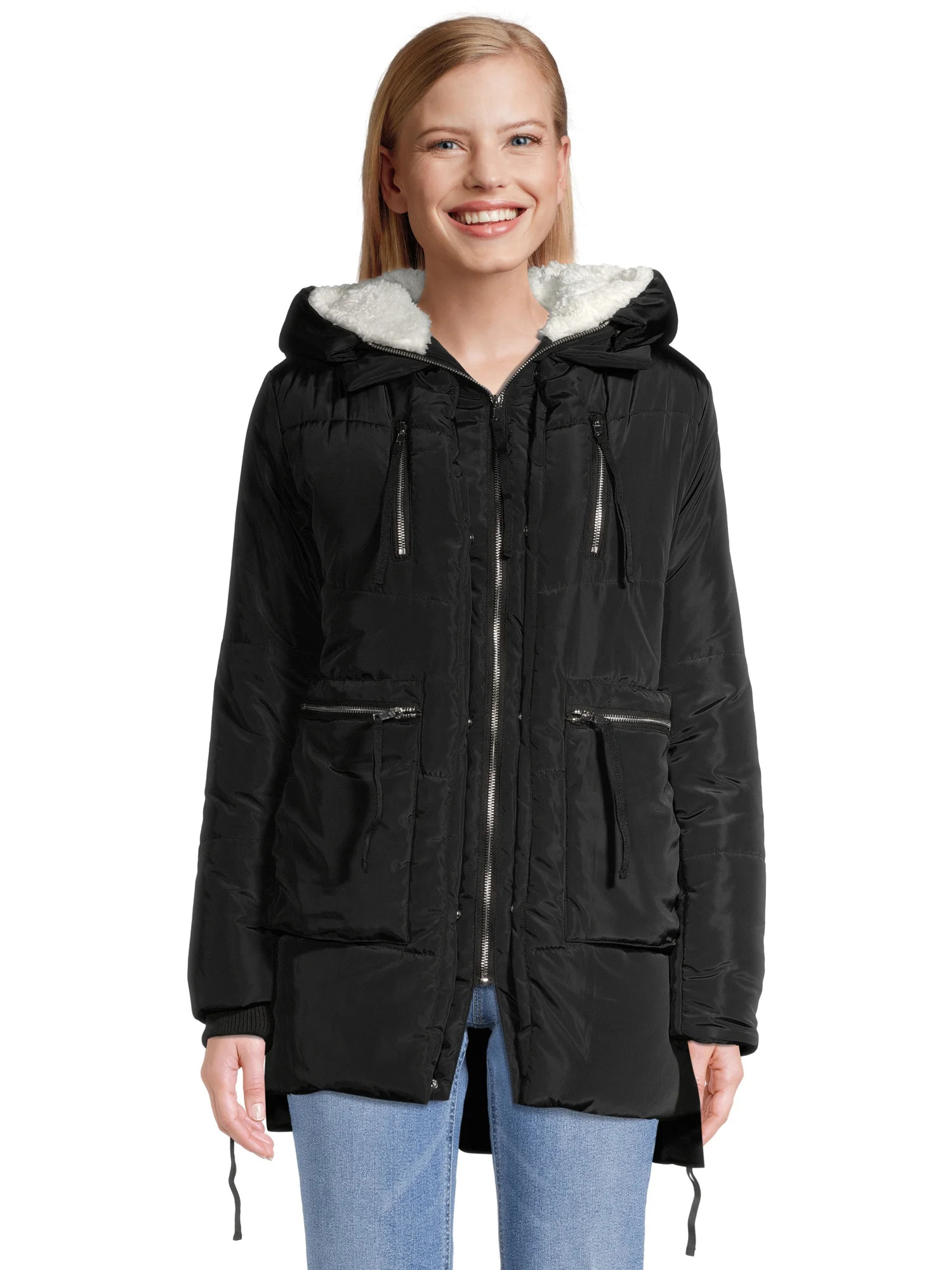 Jason Maxwell Women's Long Sleeve Side Zip Puffer Coat - Walmart.com | Walmart (US)