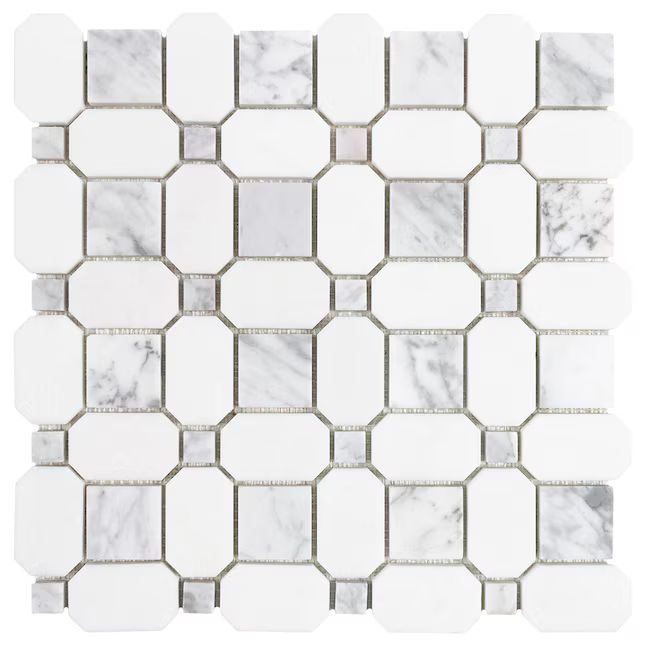 Elida Ceramica  Astor Lane Marble 12-in x 12-in Polished Natural Stone Marble Basketweave Floor ... | Lowe's