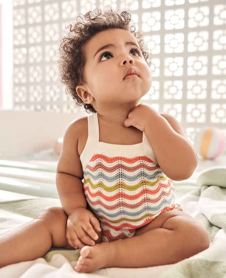 Baby Sleeveless Luxe Crochet Bubble Romper | Hanna Andersson