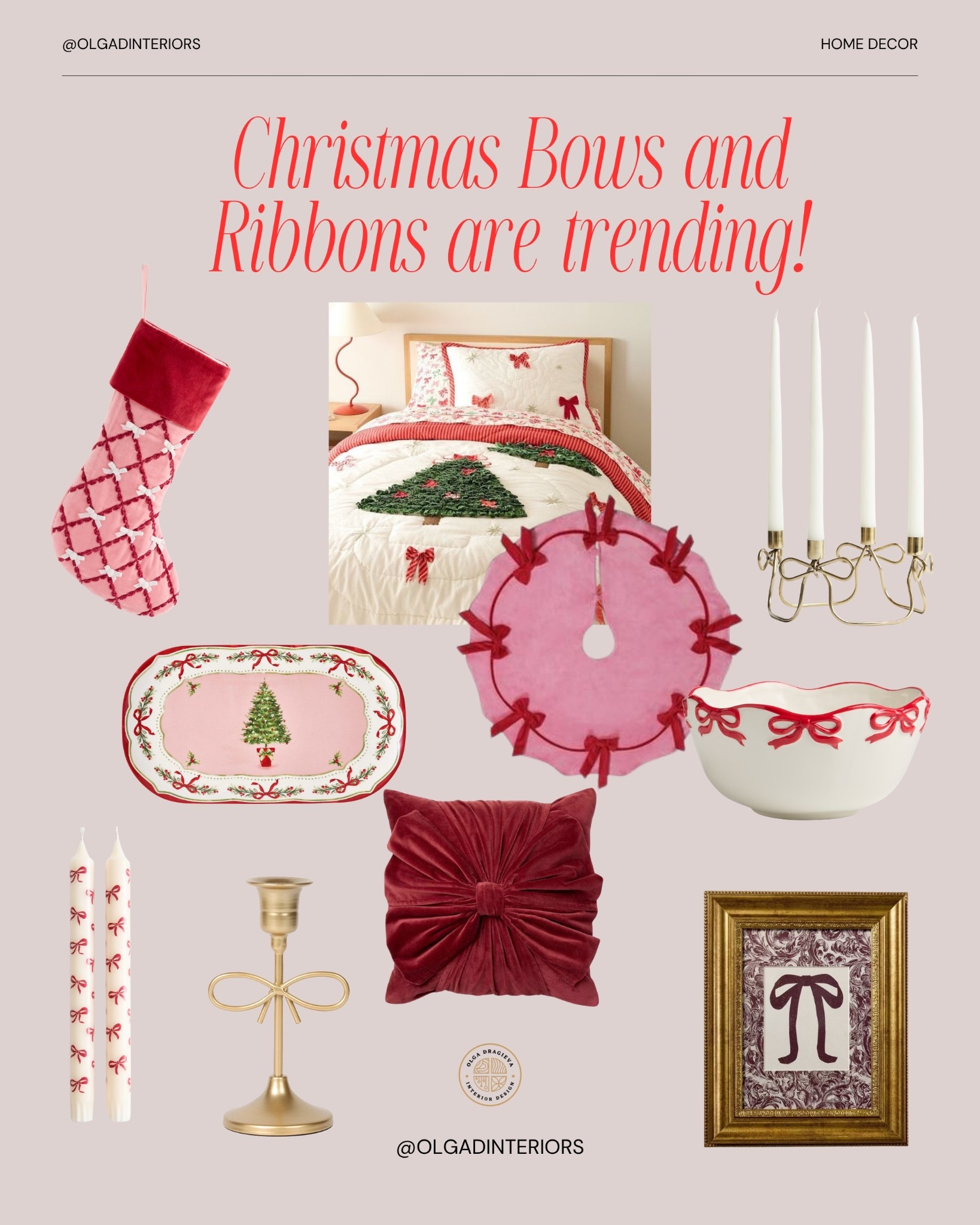 Christmas bows and ribbons are everywhere! Festive decor,Christmas decor, candle holder, bedding. 

#LTKHome #LTKGiftGuide #LTKHoliday