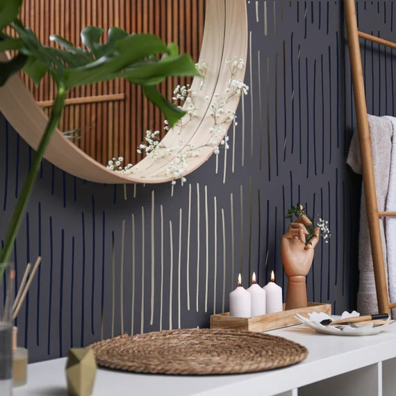 Ink Lines Large Wall Stencil  Scandinavian Stencil Pattern - Etsy | Etsy (US)