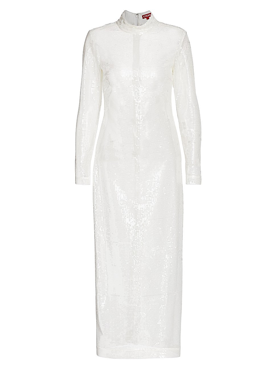 Staud Women's Liza Sequin Mock-Neck Dress - White - Size 12 | Saks Fifth Avenue