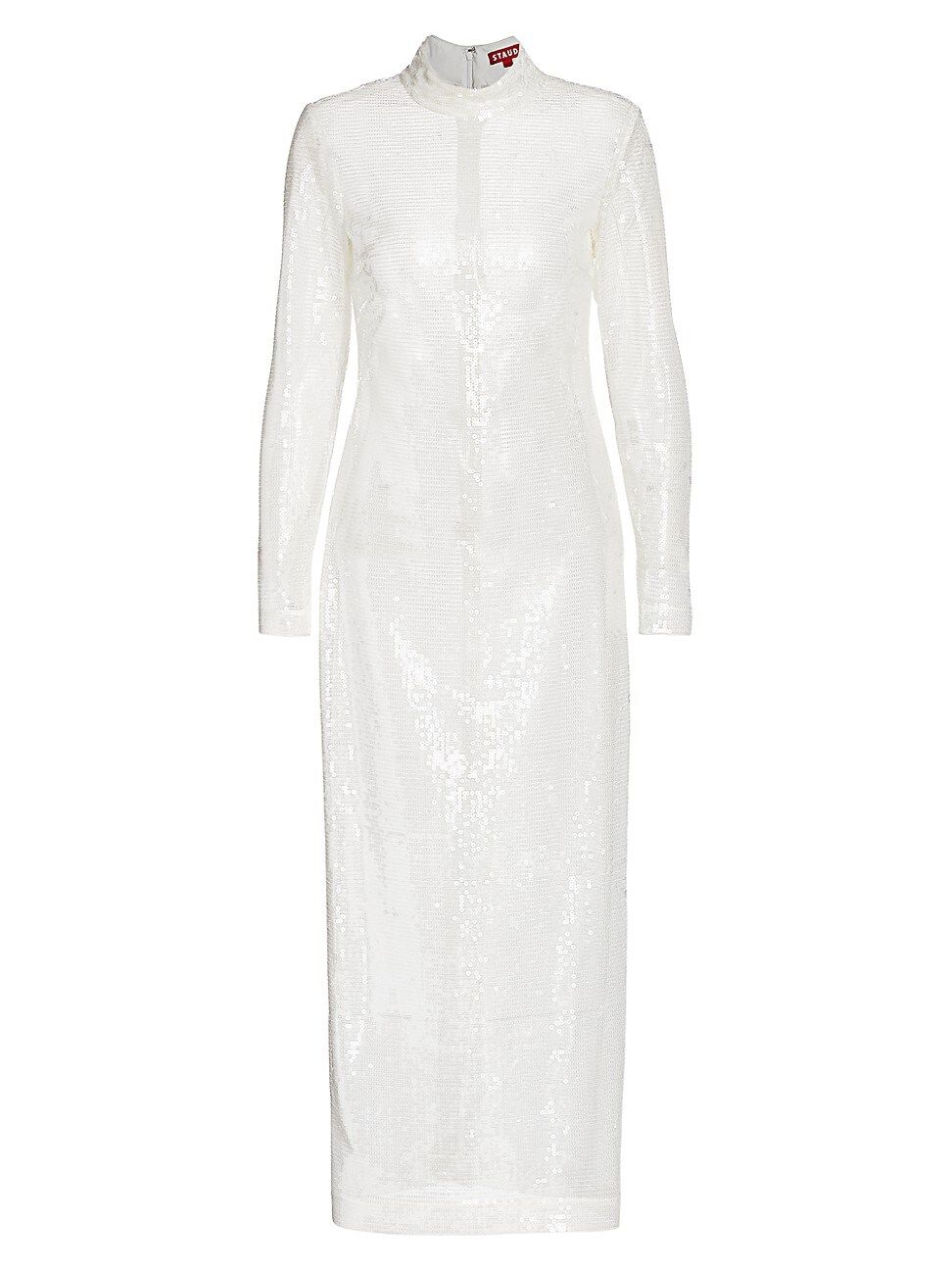 Staud Women's Liza Sequin Mock-Neck Dress - White - Size 12 | Saks Fifth Avenue