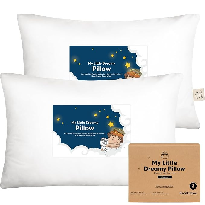 KeaBabies 2-Pack Toddler Pillow - Soft Organic Cotton Toddler Pillows for Sleeping, 13X18 Small P... | Amazon (US)