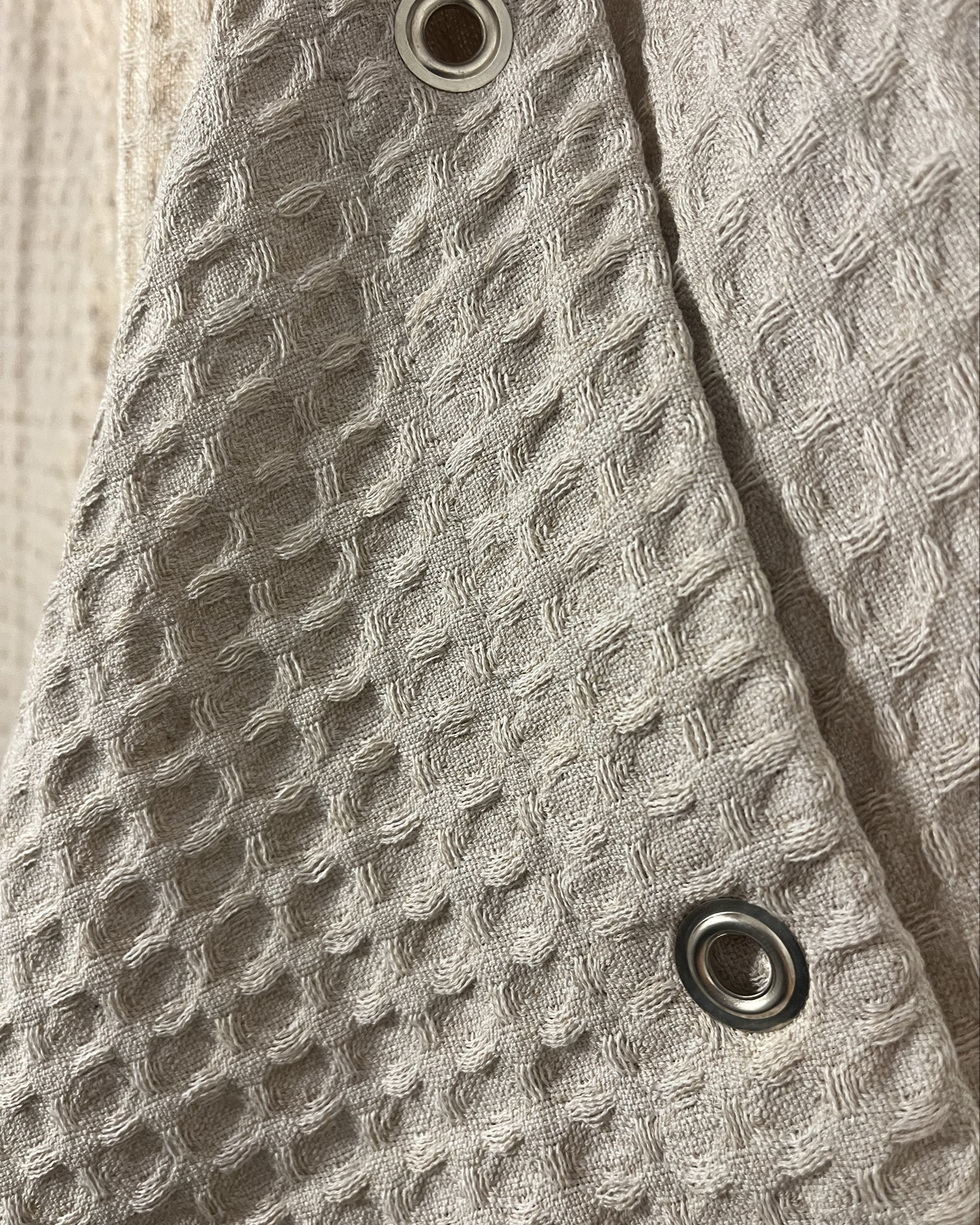 High-end waffle weave shower curtain. Ready for my sad beige home. 🧼🫧🛁🧖🏻‍♀️

#LTKHome #LTKFindsUnder50