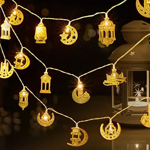 Ramadan Eid String Light - 9.8 ft 20 LEDs Mubarak String Light, Muslim String Decor with Moon Sta... | Amazon (US)