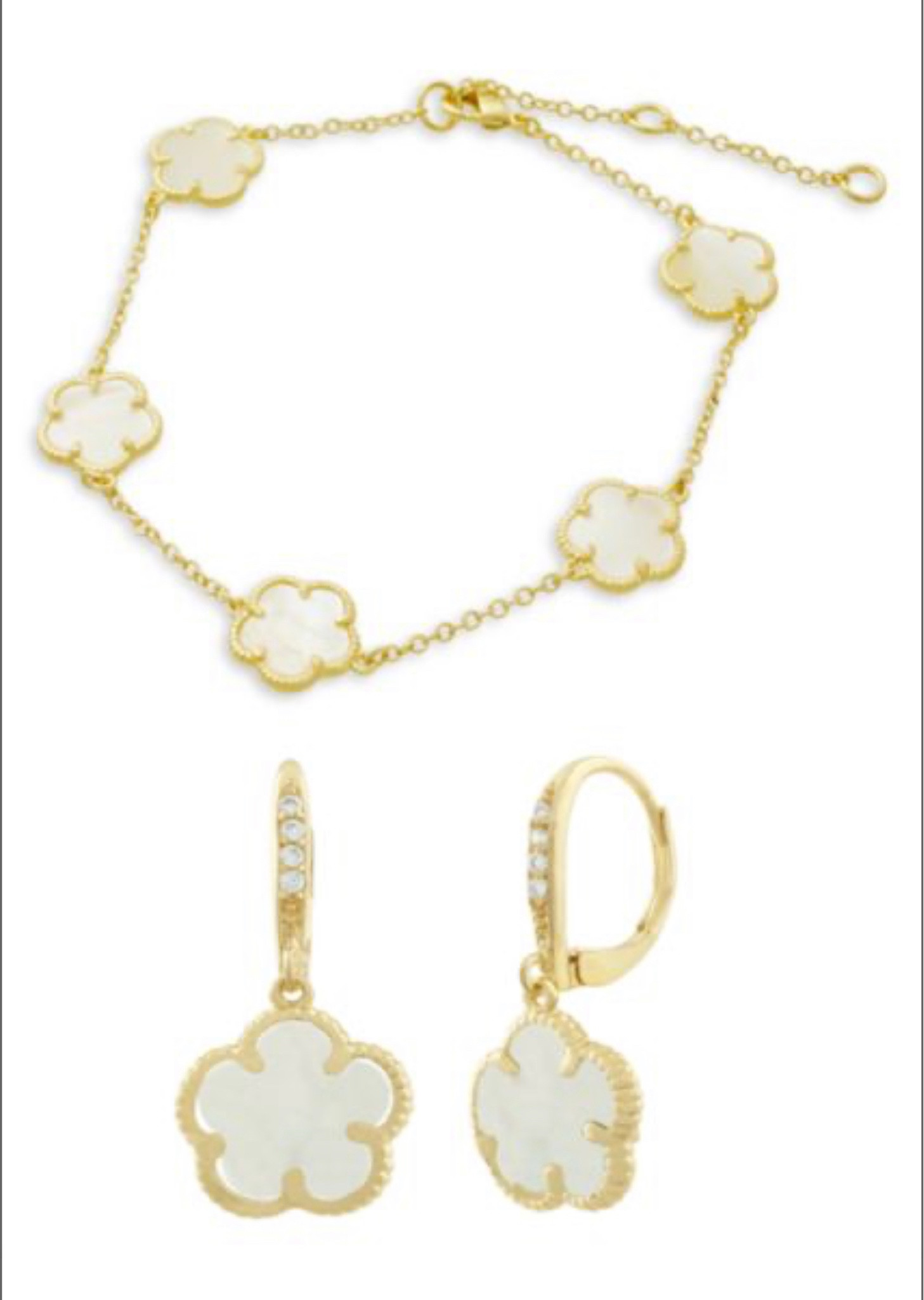 Flower 2-Piece 14K Goldplated, Mother Of Pearl & Cubic Zirconia Bracelet & Earrings Set

#LTKsalealert #LTKunder100 #LTKFind