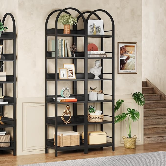 Tribesigns 6-Tier Open Bookshelf, 78.7" Tall Arched Bookcase Narrow Bookshelf with Metal Frame, F... | Amazon (US)