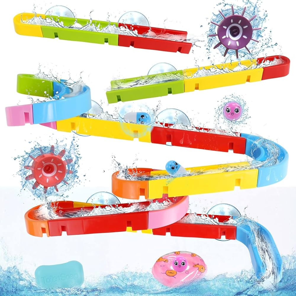 Bath Toys for Kids Ages 2-4-8 Mold Free Toddler Bath Toys 38 PCS Bathtub Shower Toys DIY Water Ma... | Amazon (US)