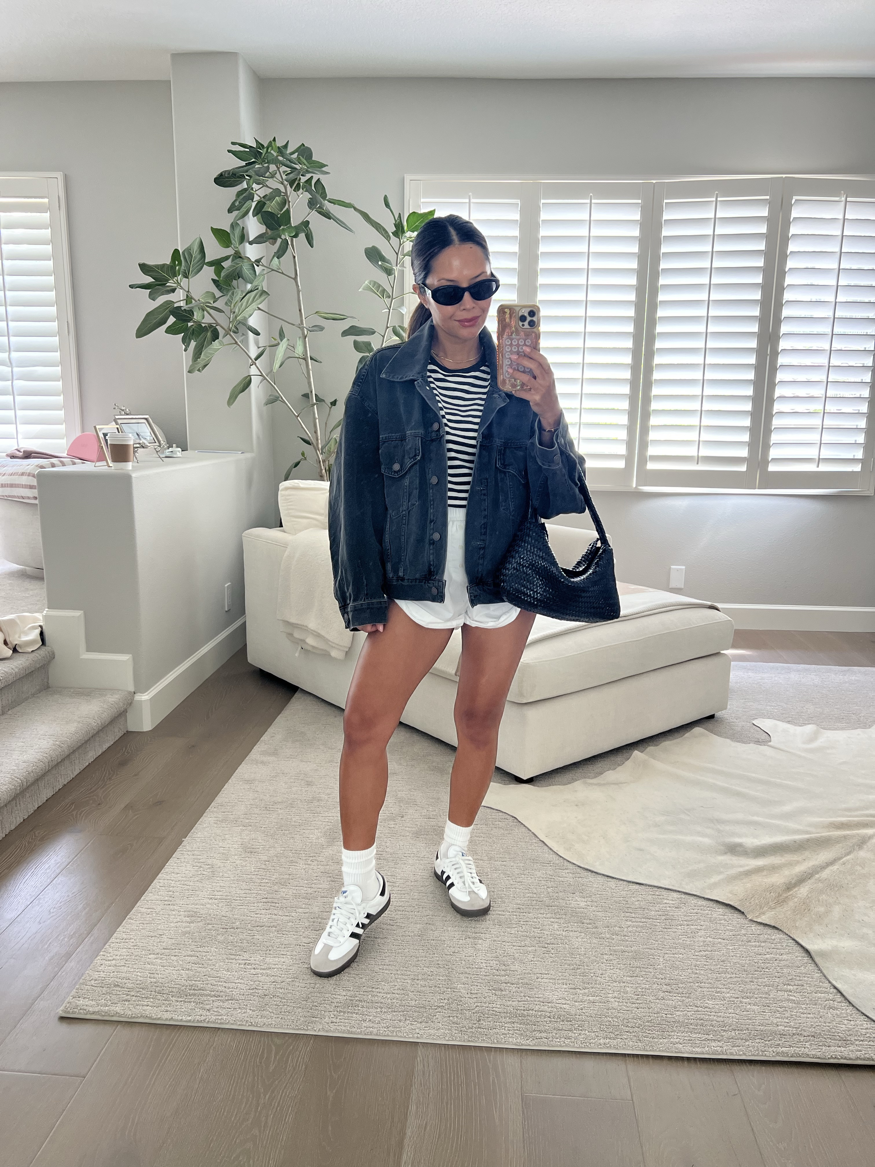 Casual transitional Fall Outfit
Top - Small
Shorts - Small (sized up for Pregnancy)
Jacket - Old COS

Boxer short outfit, oversized denim jacket, adidas sambas outfit

#LTKStyleTip #LTKFindsUnder50 #LTKFindsUnder100