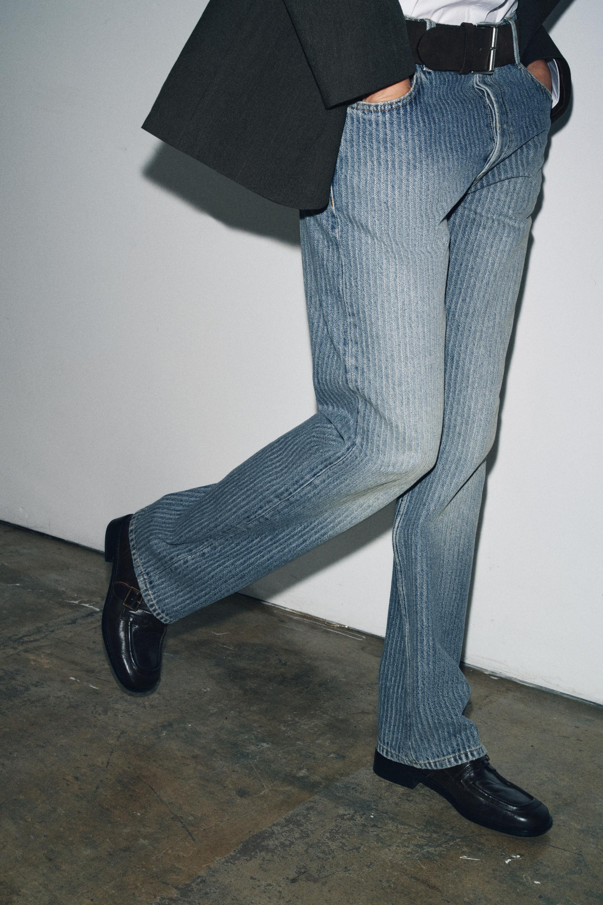 JEANS ZW COLLECTION STRAIGHT STRIPED MID-WAIST | Zara UK