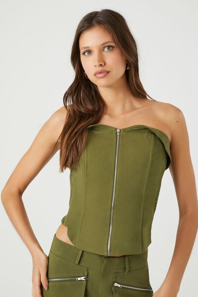 Cropped Zip-Up Tube Top | Forever 21
